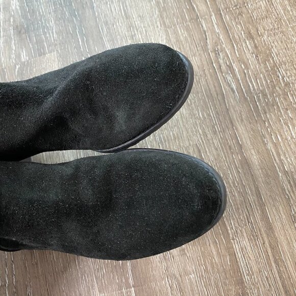 Stuart Weitzman Black Suede Buckle Ankle Bootie - Picture 7 of 9